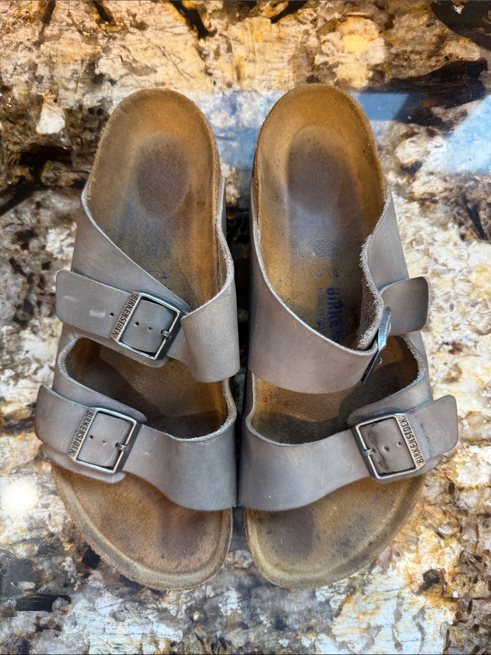 Birkenstock Men's Stone Gray Two-Strap Adjustable Sandals
